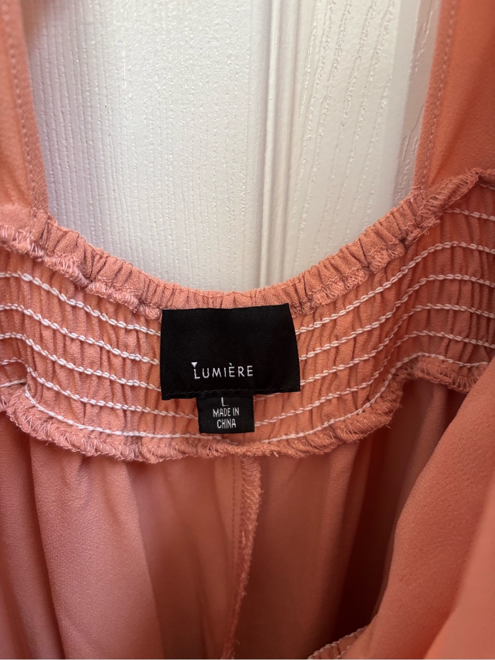 Lumiere Peachy Wide Leg Jumpsuit w/ Peekaboo Tie Back, Size L, NWT - Picture 2 of 4